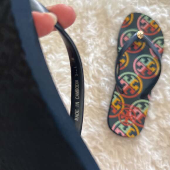 Tory Burch Flip Flops Rainbow Monogram Size 7 - Picture 4 of 5